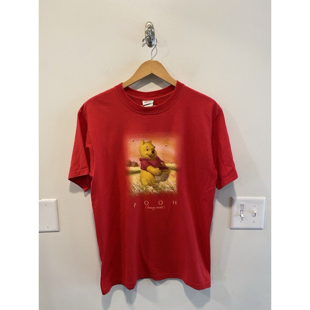 Vintage 90s Winnie The Pooh Honey Sweet T Shirt Medium Red Disney Store Graphic
